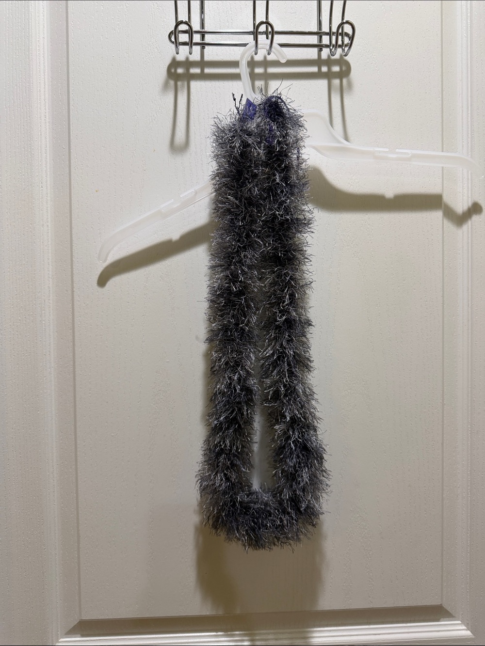 Gray Fuzzy Decorative Scarf - Unbranded
